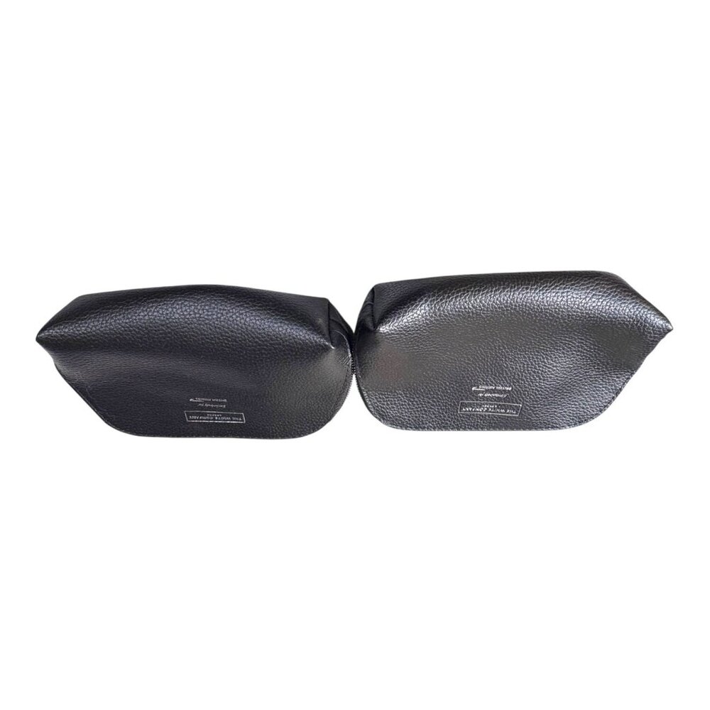 The White Company British Airways Black Textured Leather Zip Empty Pouch Set 2